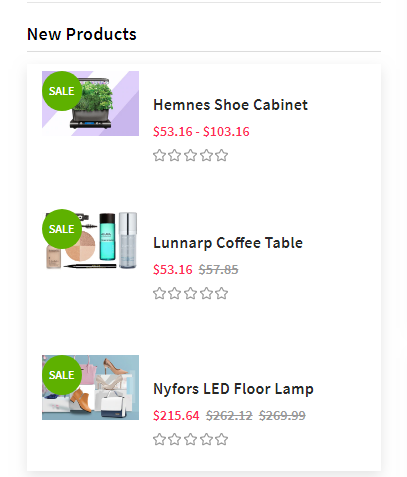 Sidebar new products