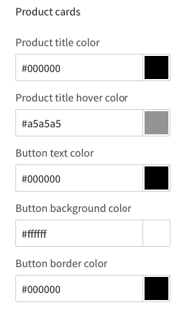 Theme Editor Product Cards options