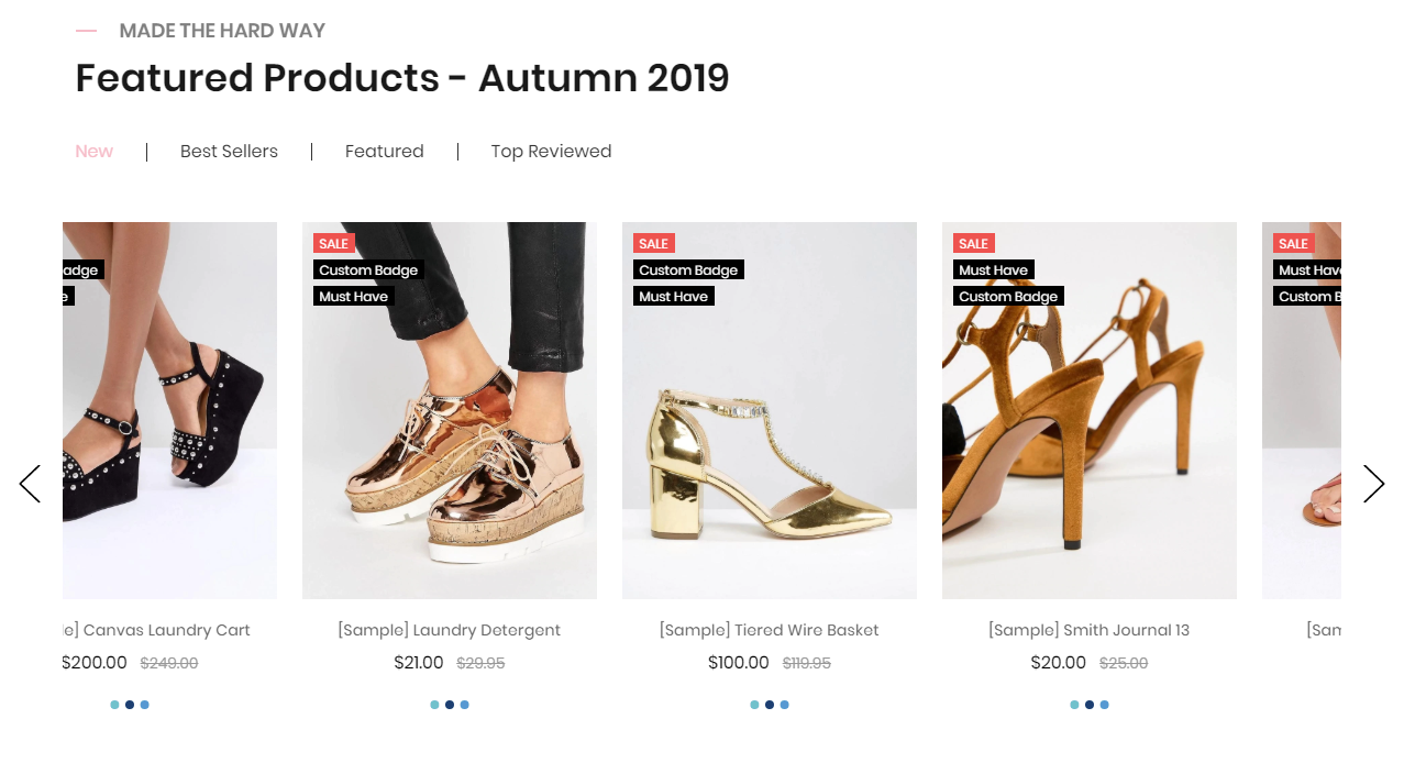 Feellio Shoes Products tab Section
