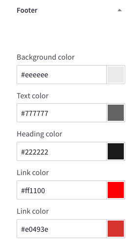 Theme editor footer colors