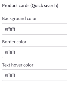 Theme Editor Product Cards Quick Search options