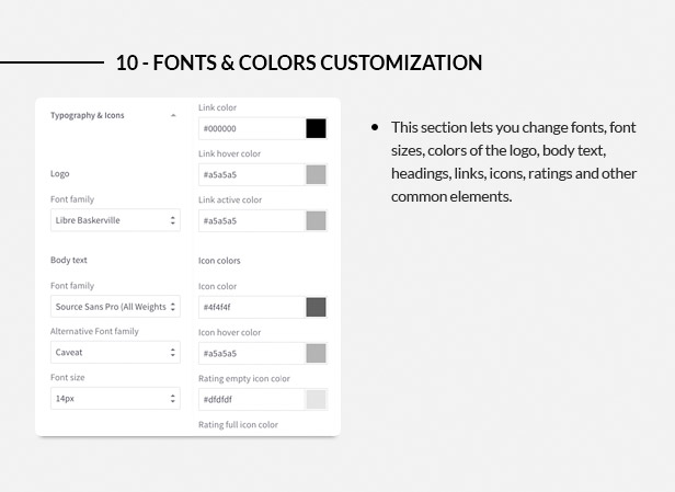 Fonts & Colors customization