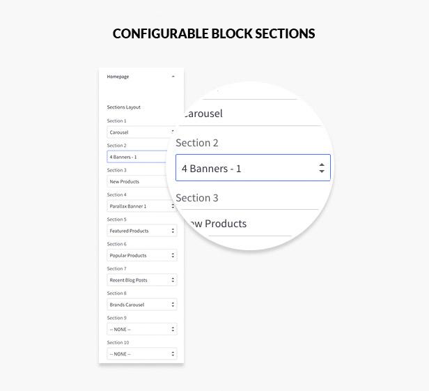 Configurable block sections