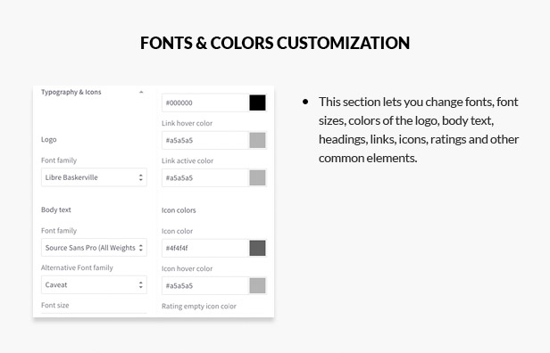 Font and color customization
