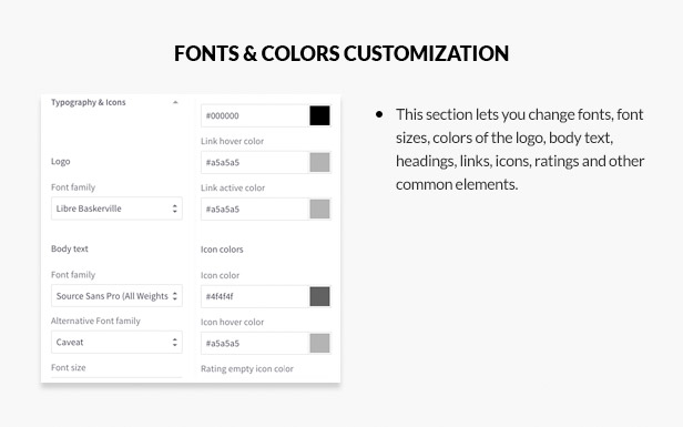 Fonts & Colors customization