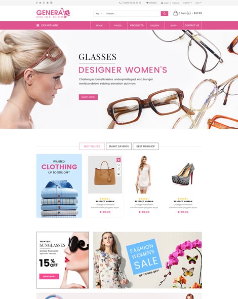 Glasses Store HTML Template