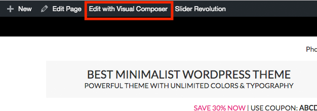 Edit a page with Visual Composer