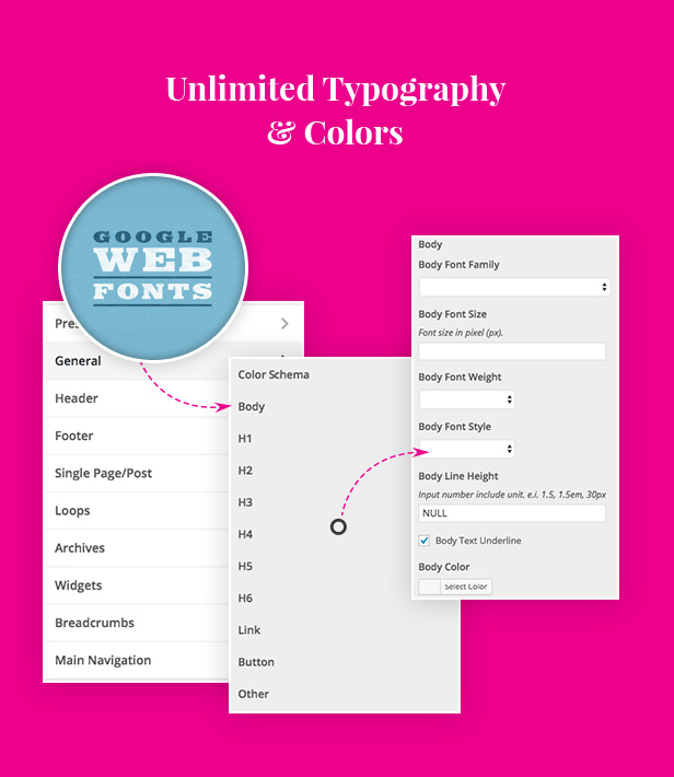 Unlimited Typography & Colors composing via WP Customizer
